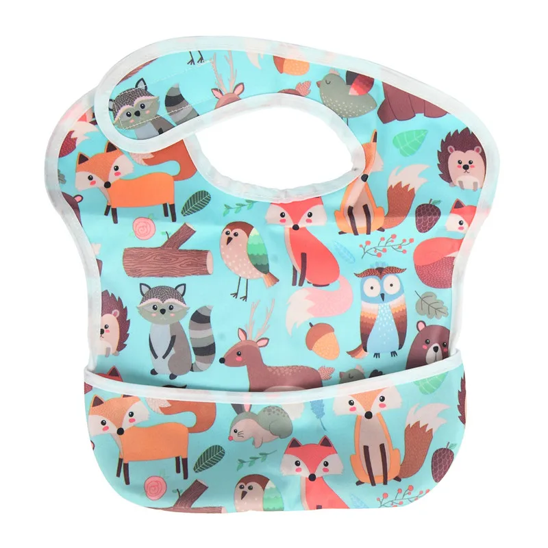 [Sigzagor]1 Baby Bib Feeding Waterproof With Pocket 6 to 24 months - Цвет: BSW14 animal fox