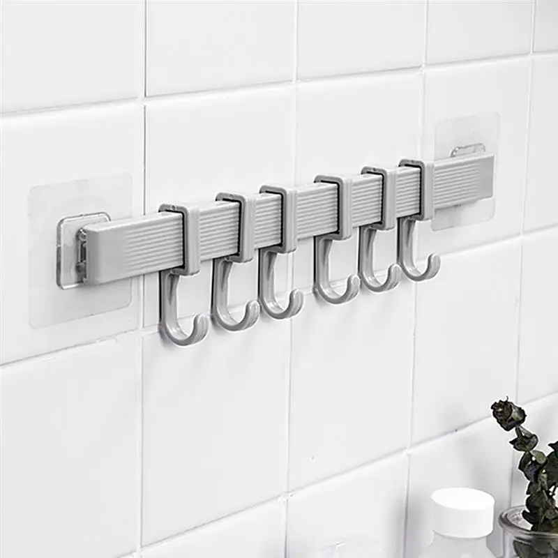 6 рядов крючков прочный самоклеящийся крючок бесшовная Вешалка без гвоздей для