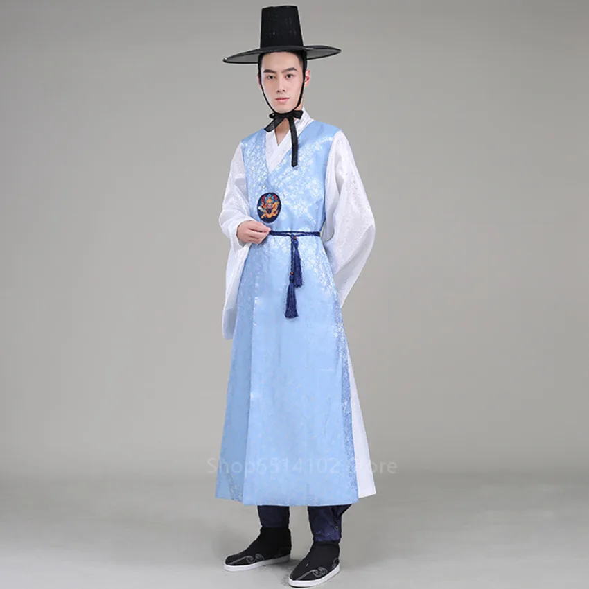 Традиционная одежда в Корейском стиле Hanbok 2021 мужская с узором виде Королевского