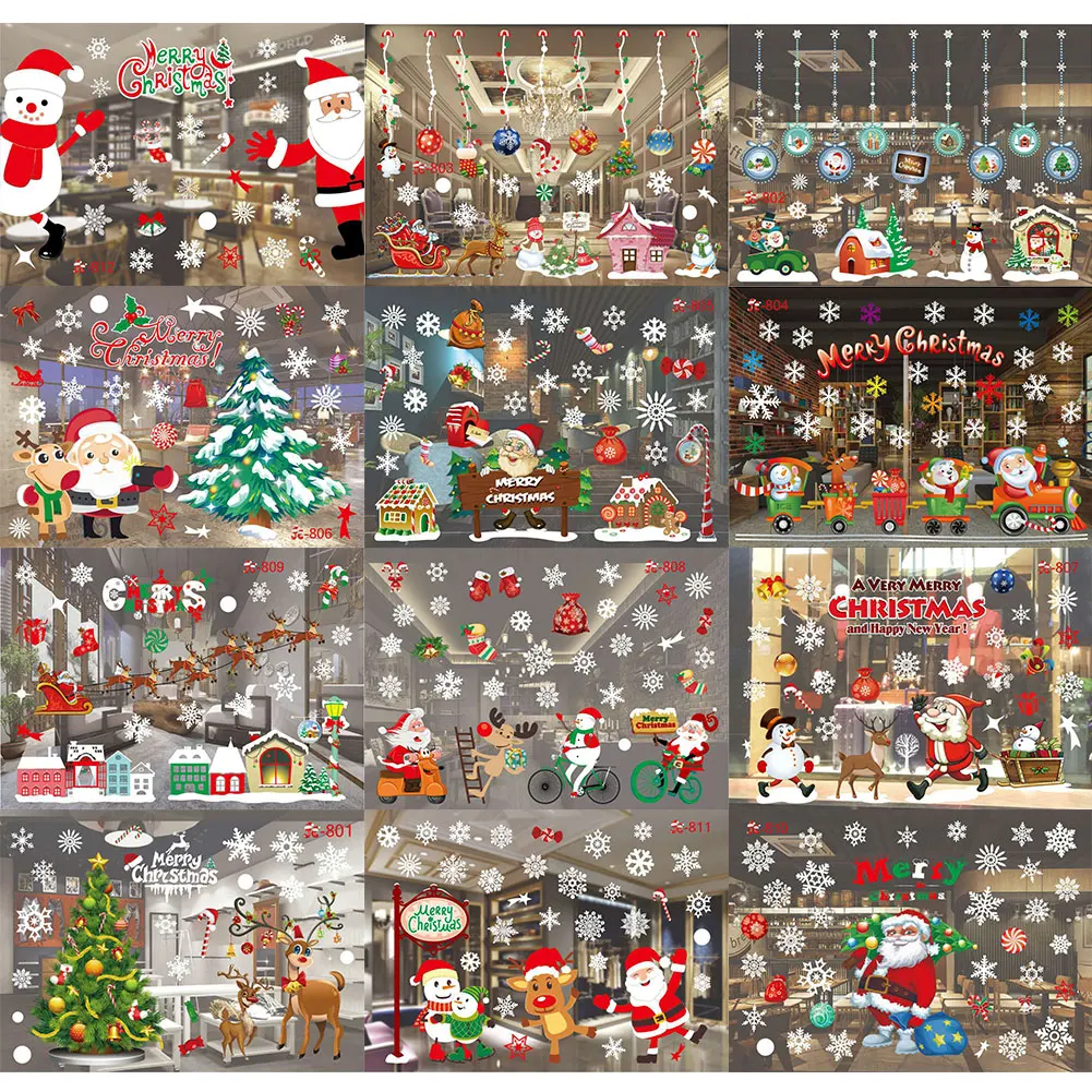 2pcs PVC Christmas Removable Decorative Window Sticker Wall Decals Home Decor | Дом и сад