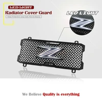 led light bumb motorcycle radiator grille cover guard aluminum oil cooler protection protetor for kawasaki z650 z 650 2017 2021