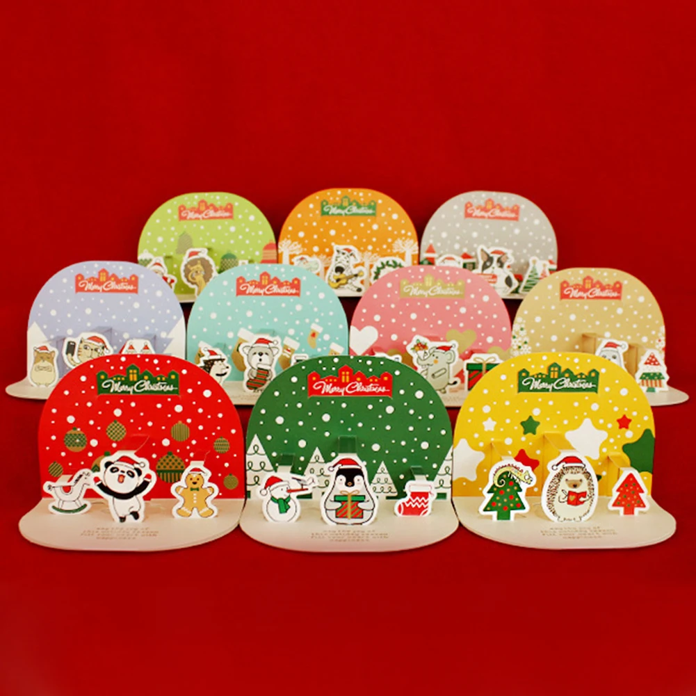 

Набор рождественских открыток, милые Мультяшные 3D открытки ручной работы с конвертами, поздравительная открытка для друзей, членов семьи