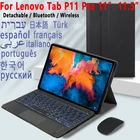 Русский Испанский корейский чехол для клавиатуры для Lenovo Tab P11 Pro 11 11,5 Tab-J606F чехол с сенсорной панелью клавиатуры с подсветкой