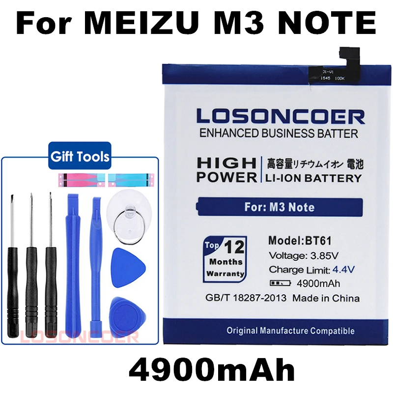 LOSONCOER 4900 мАч BT61 для оригинального Meizu M3 Note M681H M681 L версия L681 L681H L681C L681M L681Q телефон