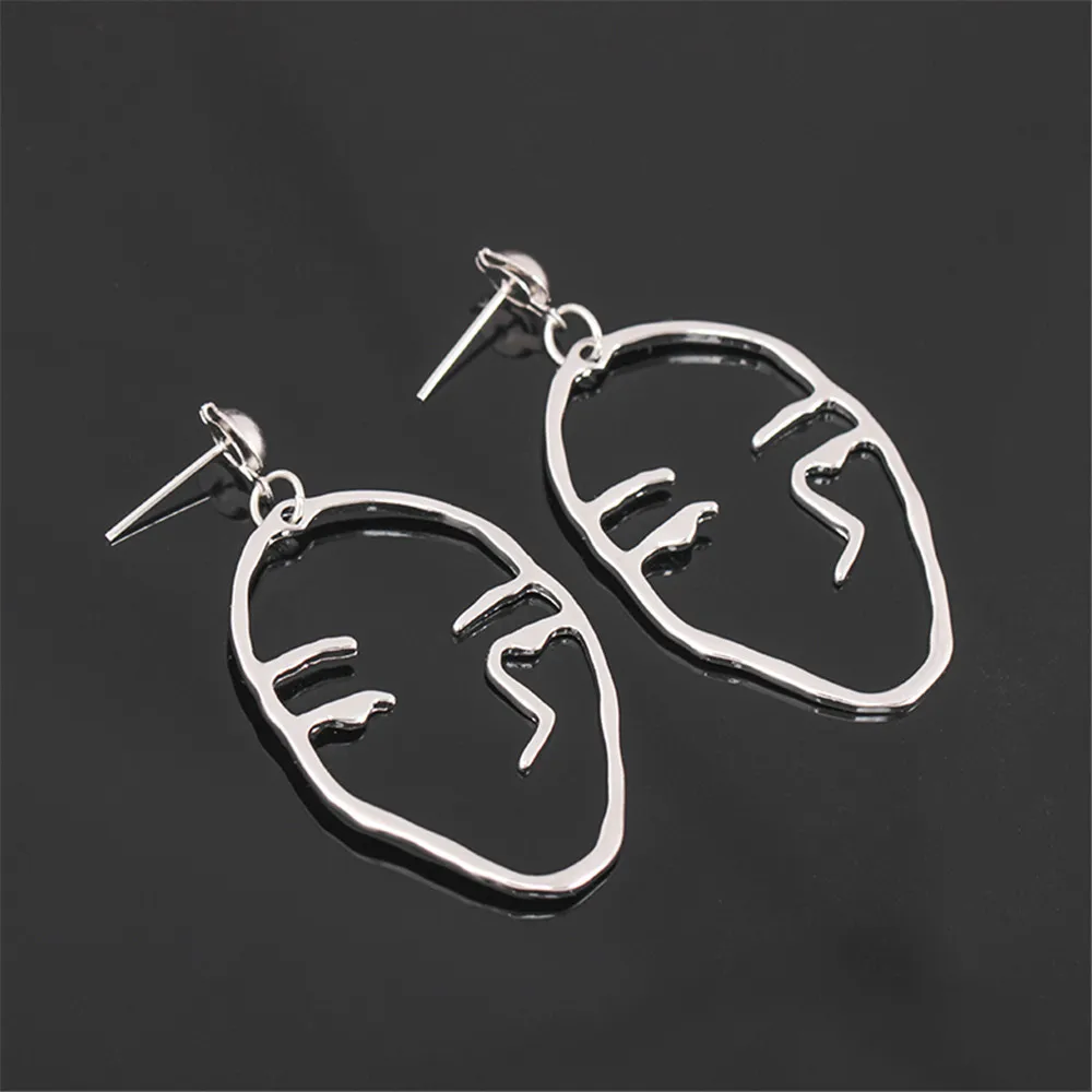 1 пара эффектные модные серьги Ретро стиль абстрактное искусство вырез лицо