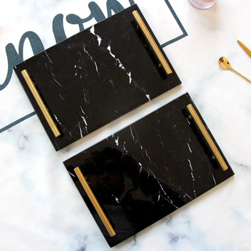 Мраморный поднос для хранения ванной комнаты витрина десерта закуски косметика