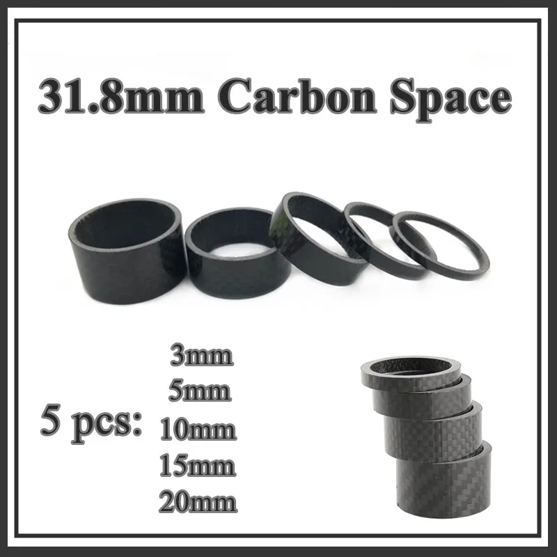 Espaciador de fibra de carbono para bicicleta, piezas de auriculares OD2, 28,6-31,8mm, 4 Uds.