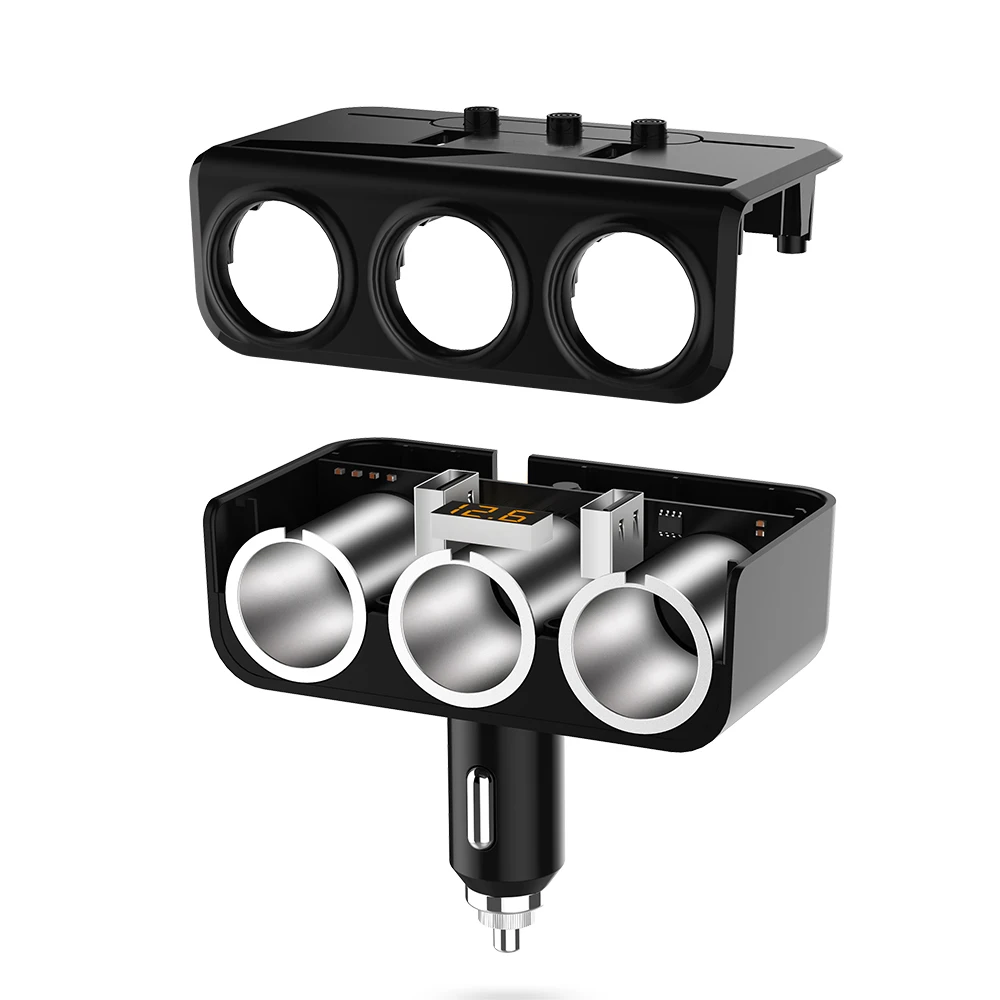 Car Charger 3 Cigarette Lighter Dual USB 3-in-1 12V 24V Mobile Phone Accessories |