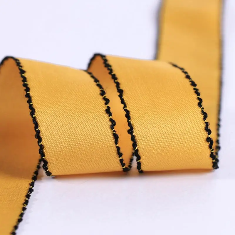 DIY бант из ленты хлопковая атласная тесьма с черной стороной для детей 3 7 10 16 25 40 мм