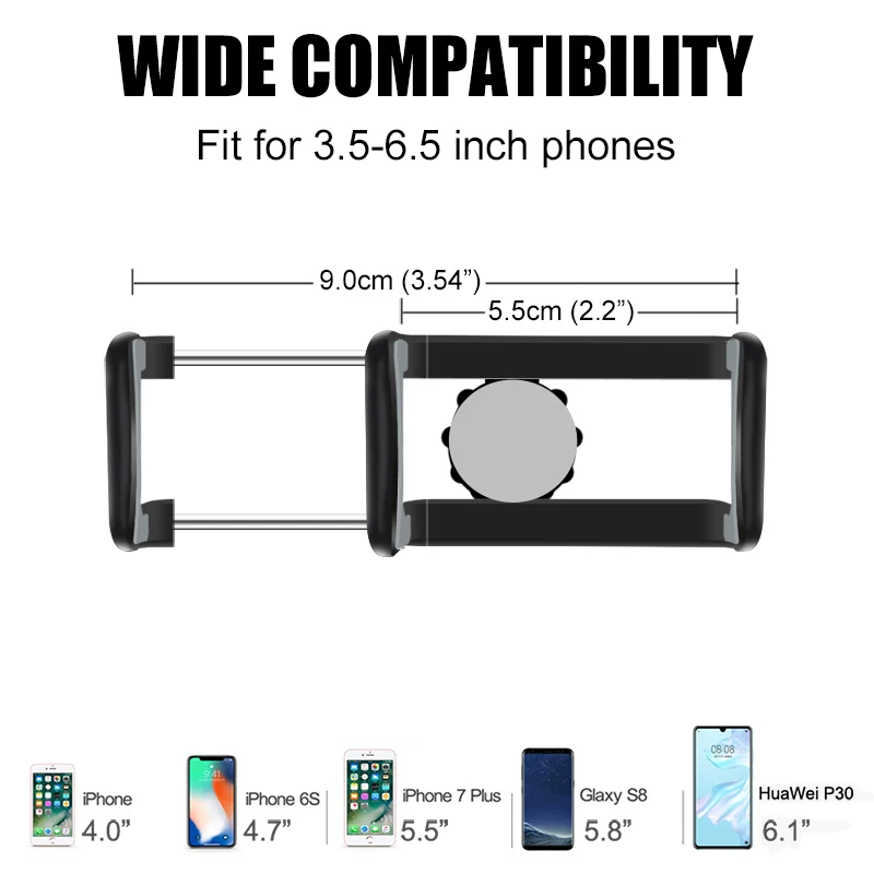 XMXCZKJ Dashboard Mount Phone Holder in Car Flexible Clip Double 360 Degree Stand Bracket Support For 4 to 6.5 inch Mobile phone