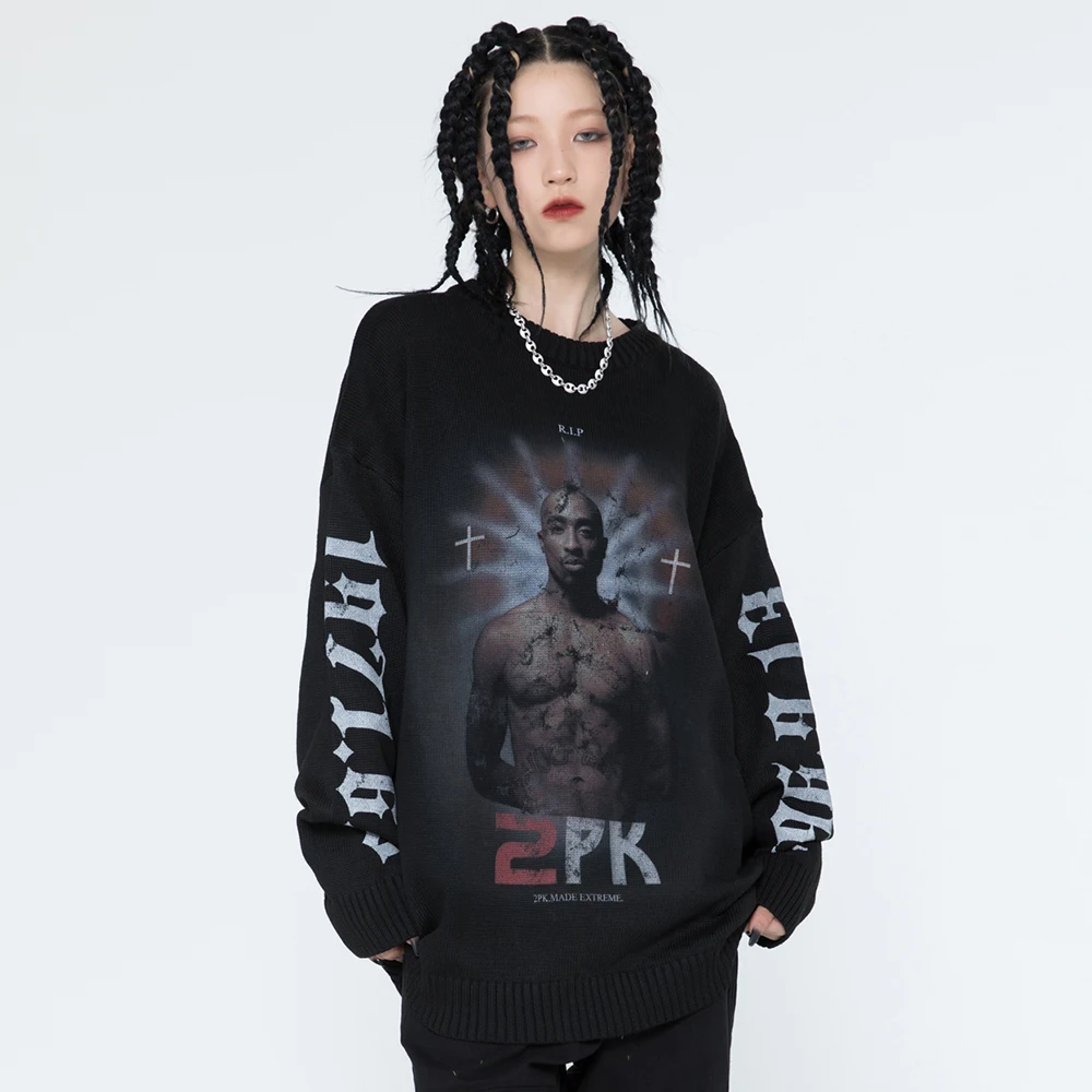 

Knitted Long Sleeve Pullovers Winter Fashion Harajuku Sweater Y2k Men Clothing Hip Hop Streetwear Men Goth Oversized Sweaters