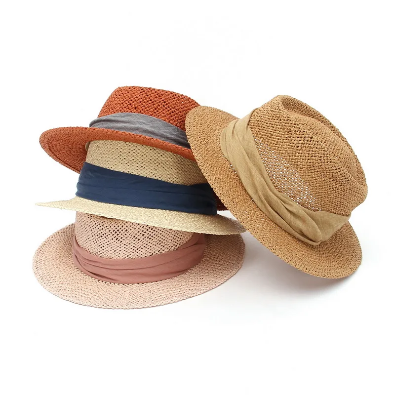 

New Children's Straw Hats Leisure Ribbon Decoration Outdoors Paper Sun Hat For Girls Summer Beach Cap Panama Baby Hats Caps