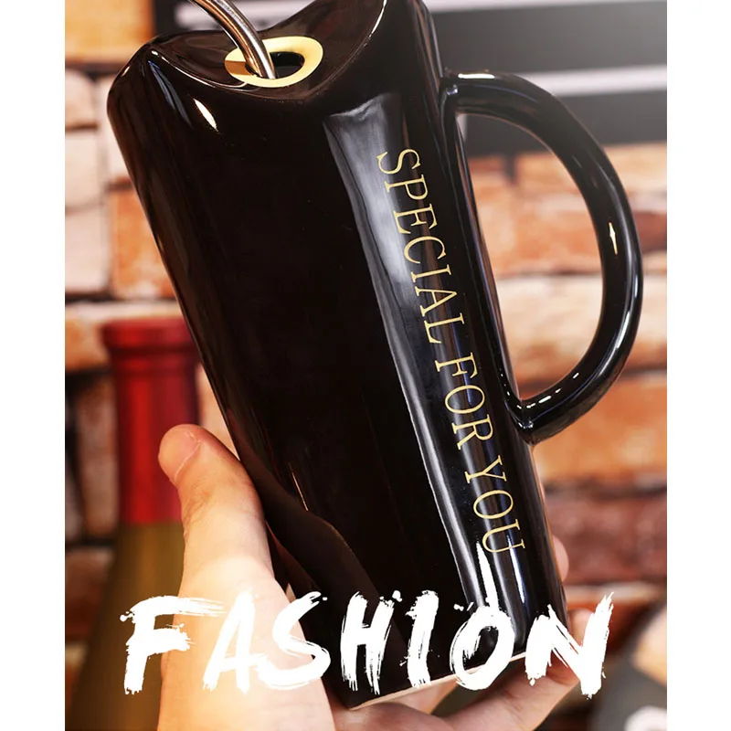 500ml Creative Ceramic Mugs with Spoon Straw Coffee Milk Travel Mug Cup Heat-resistant Water Drinkware Home Accessories | Дом и сад