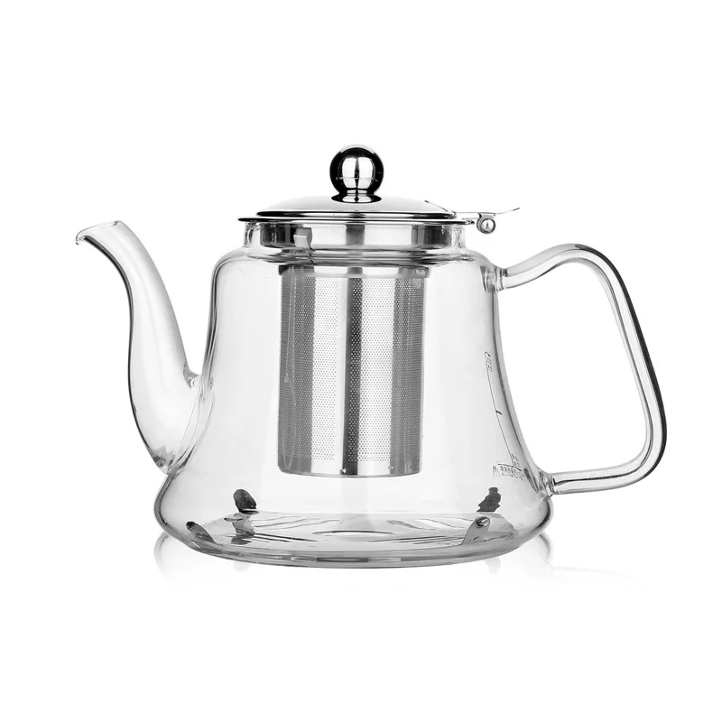 

1L High Capacity Temperature Resistant Glass Flower Teapots Fruit Tea Kettle Stainless Steel Filter Heated By Induction Cooker