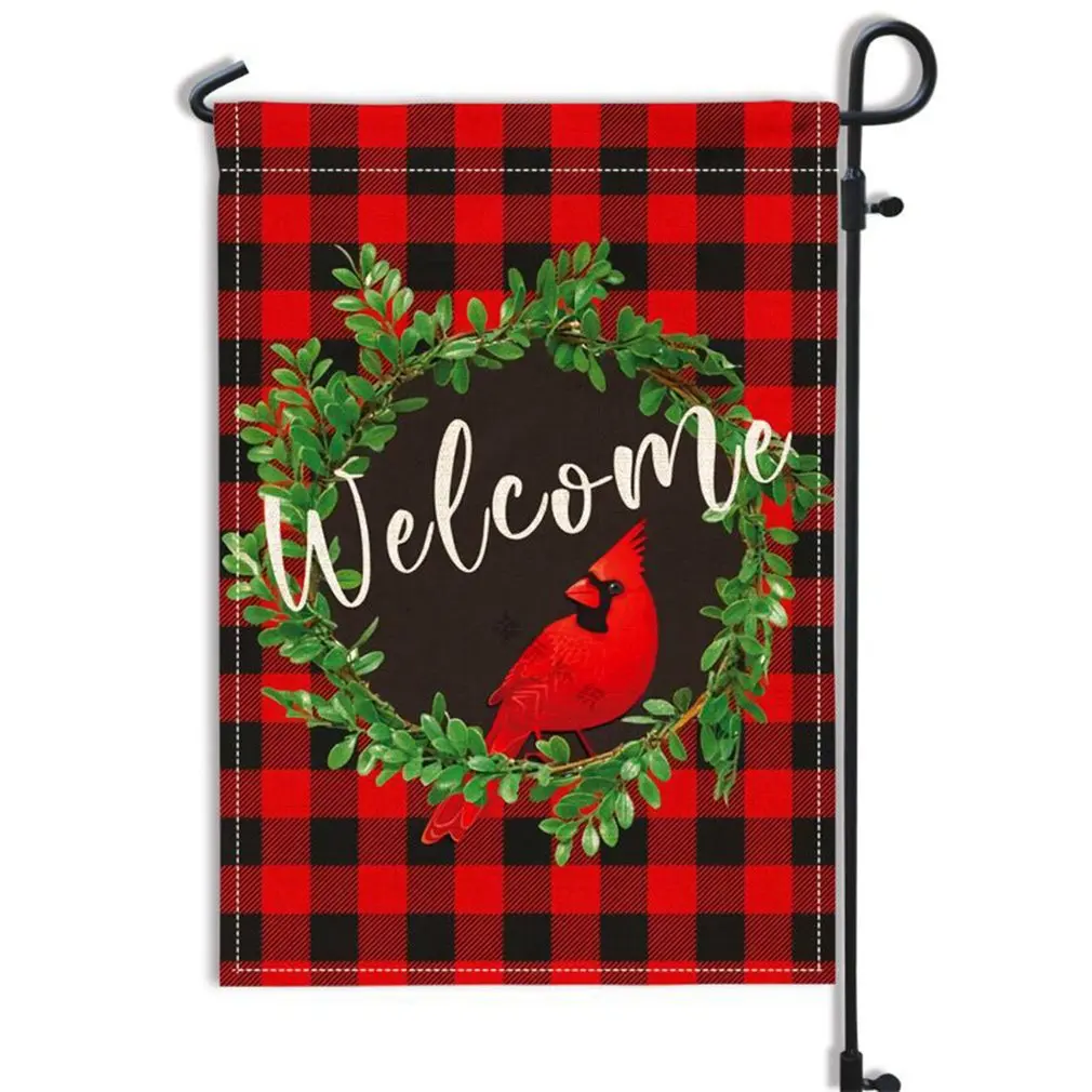 

Cardinal Рождественский Садовый флаг венок приветственный сад флаг 30x45 см клетчатый зимний двор открытый флаг двусторонний