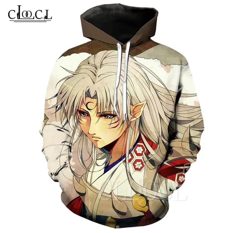 Японские Аниме толстовки для женщин/мужчин Harajuku Толстовка Inuyasha Sesshoumaru с 3D принтом