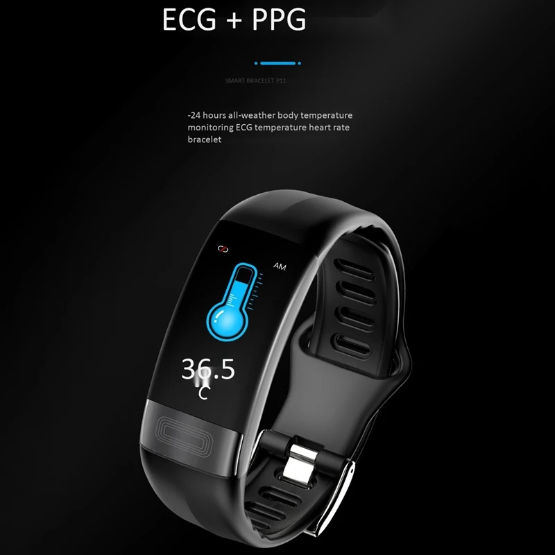P11 умный Браслет Bluetooth фитнес-трекер IP67 водонепроницаемый измерение температуры