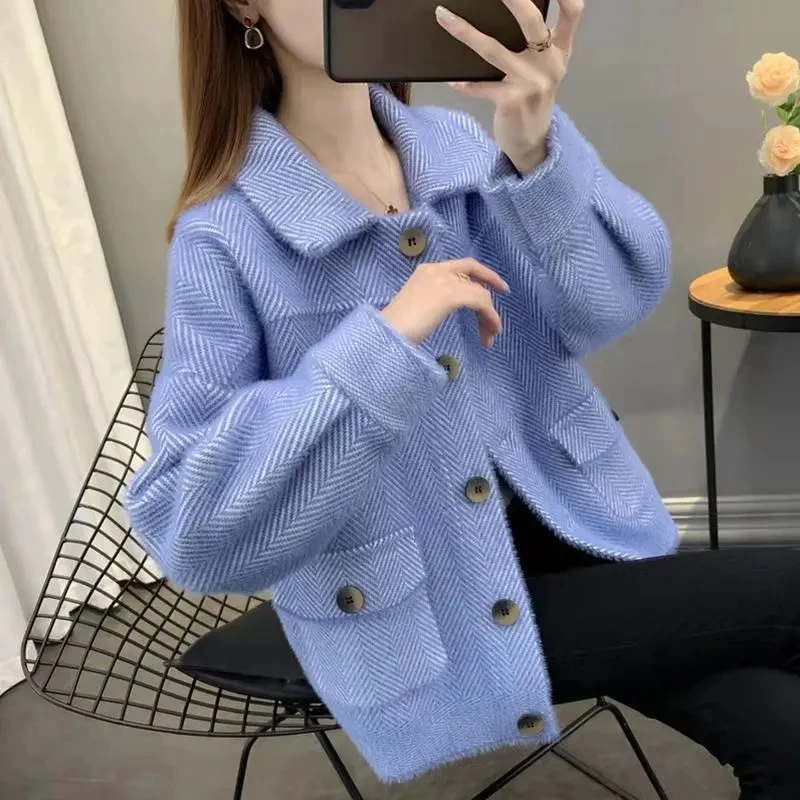 

Apricot suit jacket women 2021 autumn winter models women's velvet short jacket women's Korean blue jean jacket