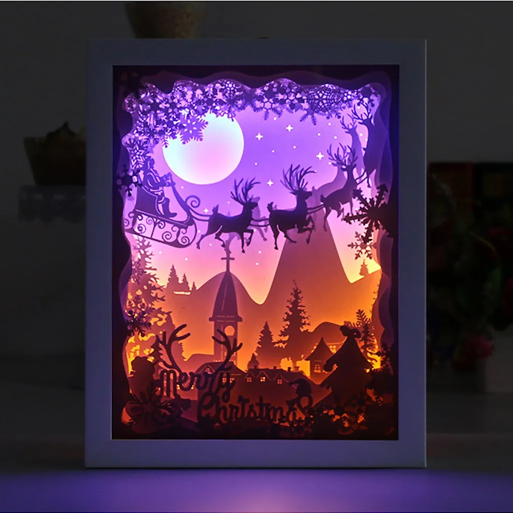 Пара фотографических бумажных скульптурных ламп DIY креативный Ночной пейзаж USB