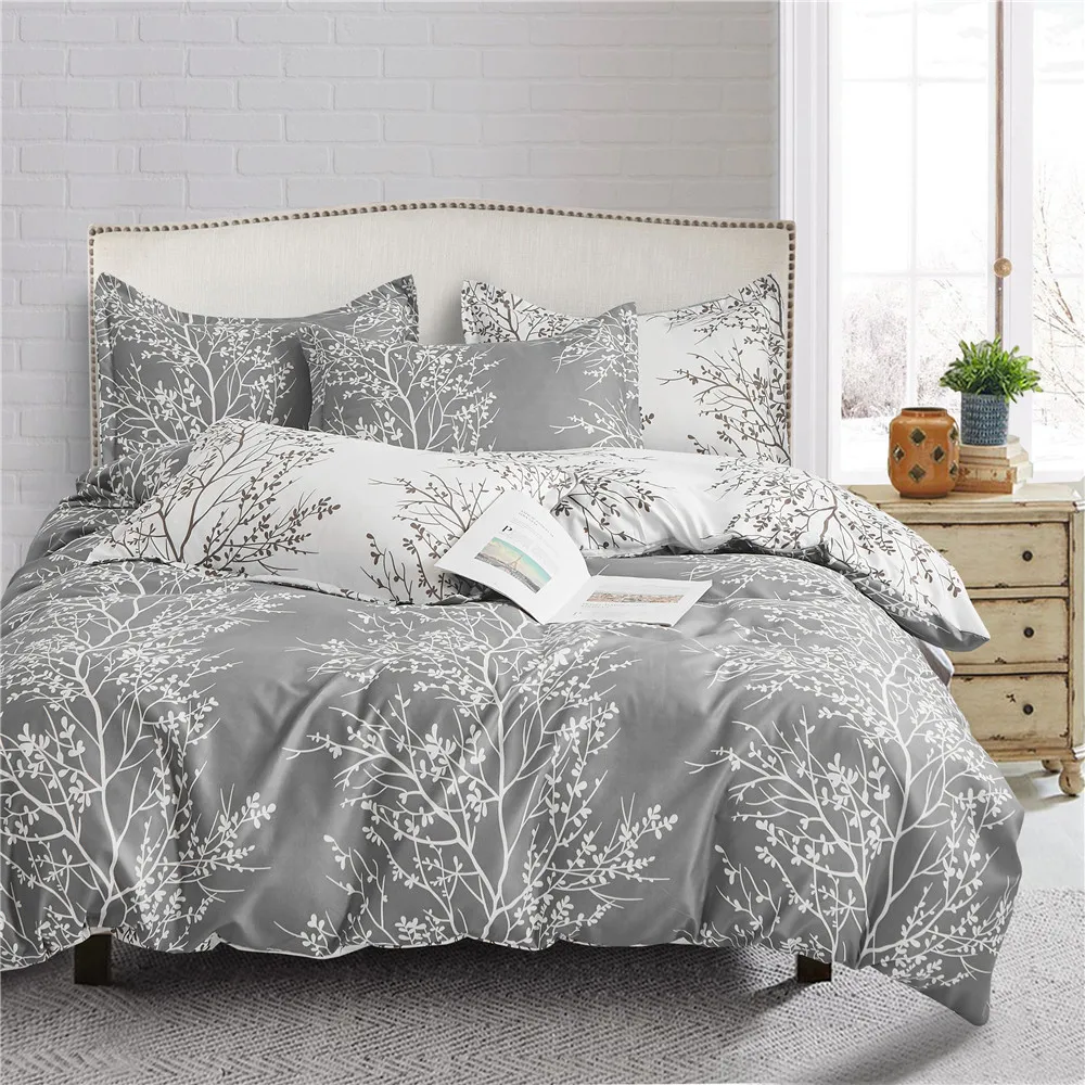 

Double-sided Bedding Set Tree Branch Printed Soft Duvet Cover Sets 2/3Pcs King Queen Twin Size For Home Textiles Quilt Covers