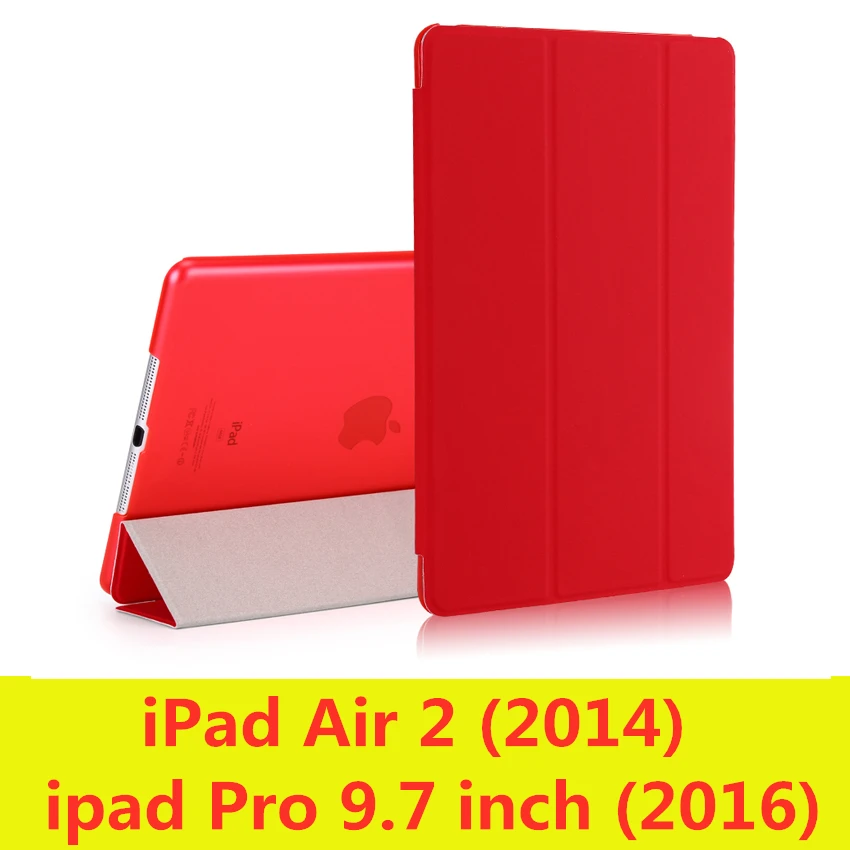 Чехол для iPad 9,7 6-го поколения, Чехол Air 3 2 1 Pro 10,5, прозрачный чехол, умный чехол из искусственной кожи для сна - Цвет: red-L-Air2 Pro9.7