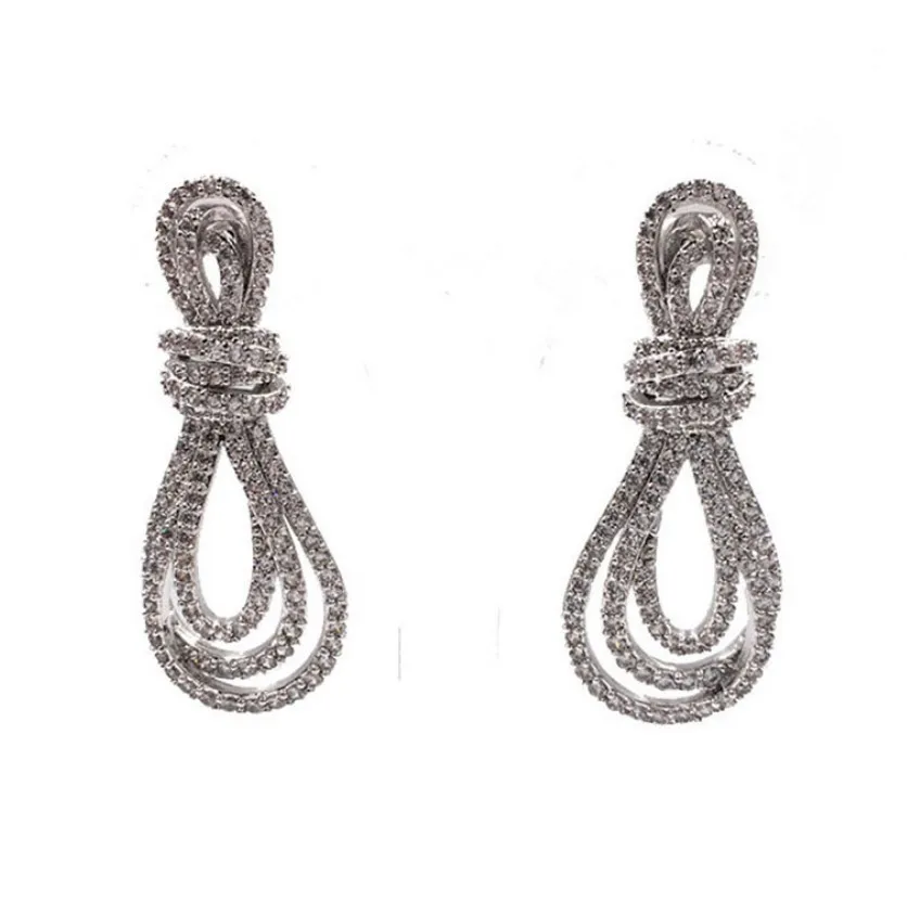 

S925 Silver Needle European and American Big-name Temperament Full Diamond Earrings Dinner Dress Accessories Cross-border G