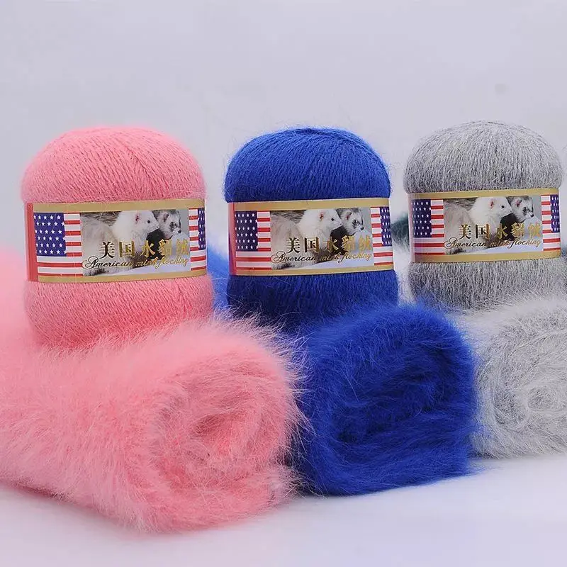 

3pcs 210g Long Plush Soft Mink Cashmere Wool Yarn Anti-pilling Hand-Knitting Thread Cardigan Luxury Crochet Scarf Fine Quality