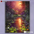 5D алмазная живопись Луна под джунглями пейзаж озеро Лотос мозаика полная квадратная вышивка крестиком Стразы картина