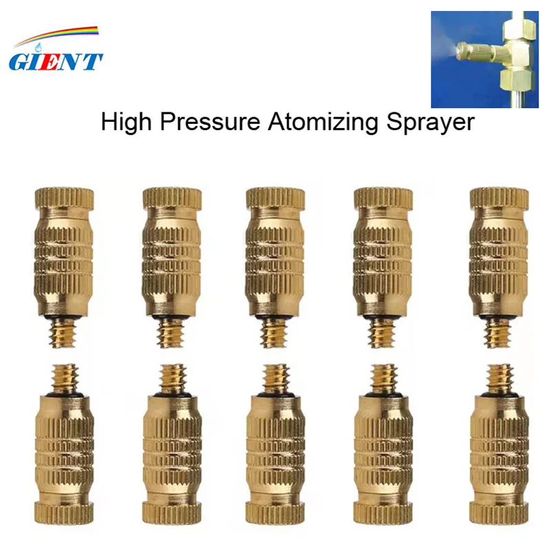 10-24 UNC Thread Brass Fog Nozzle Misting Sprayer Water Hose Nozzle For Greenhouse Landscaping Outdoor Cooling Mister System