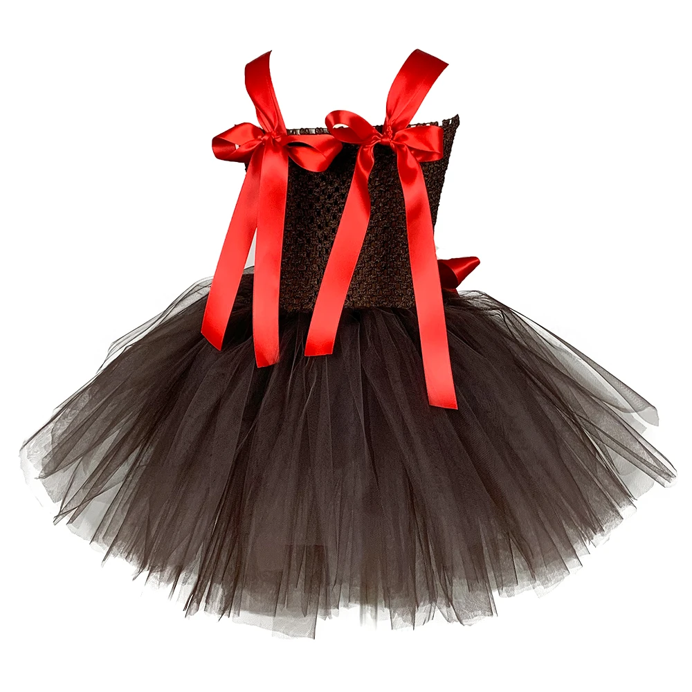 Платье пачка с изображением коричневого оленя рождественское платье для девочек