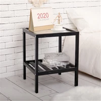 simple bedside table small partment solid wood bedside frame bedroom transformation tempered glass rack bedside practical table