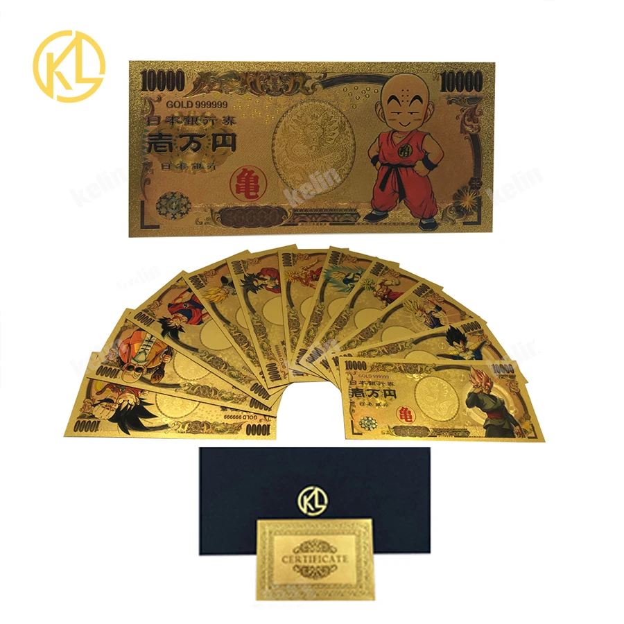 

23pcs/lot Japan Dragon Cartoon Gold plastic Banknote for classic childhood memory fake money Collection and Gift