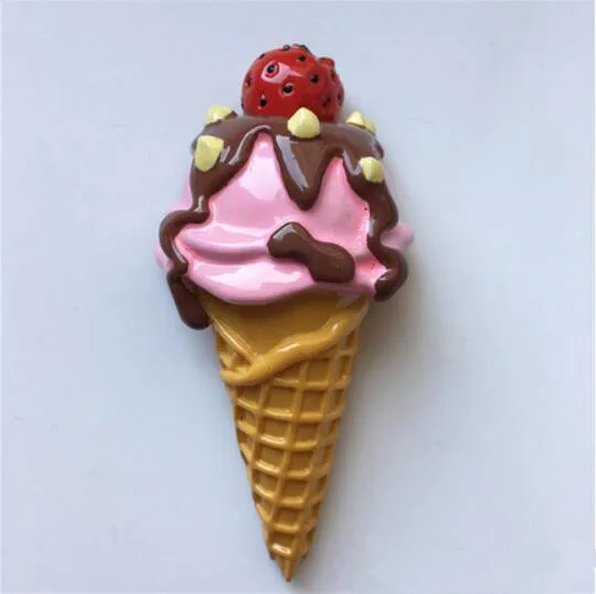 010 Новинка, ручная роспись, милый клубничный конус, мороженое, 3D магниты на холодильник, туристические сувениры, магнитные наклейки на холодильник, подарок - Цвет: 010