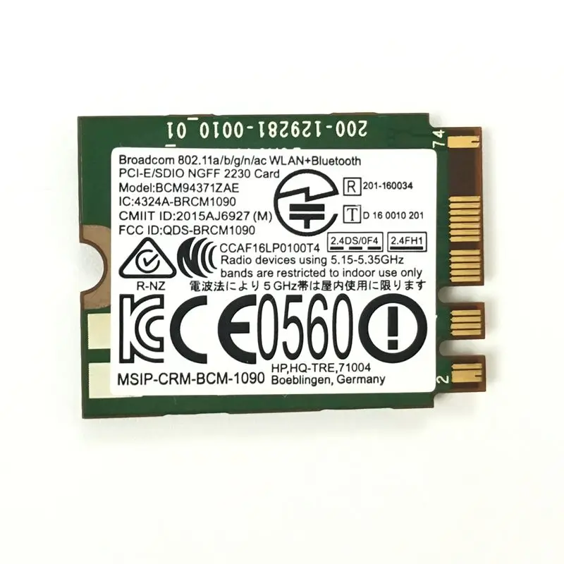 Сетевая карта Broadcom BCM94371ZAE BCM94371 BCM4371 802 11 AC NGFF M2 867 Мбит/с Wi-Fi и Bluetooth 4 1 Combo SPS 843549-001 |