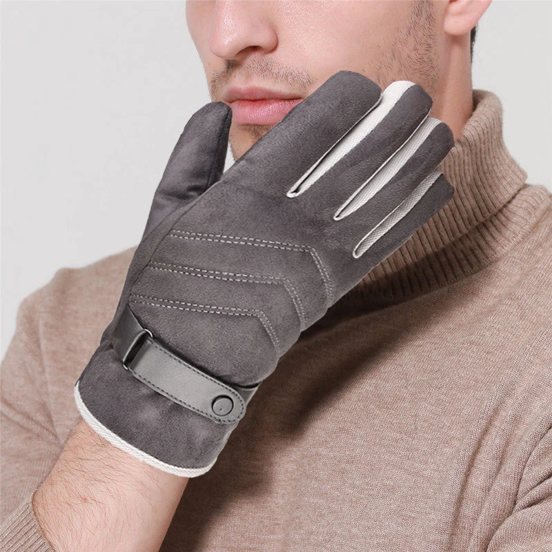 

Модные зимние мужские варежки из замши Теплые Перчатки со стрелками утолщенные ветрозащитные велосипедные перчатки
