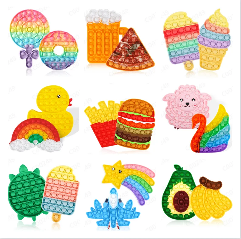 

Push Bubble Fidget Burger Fries Sensory Toy Autism Special Needs Stress Reliever Funny Gifts Toys For Adult Children Kids