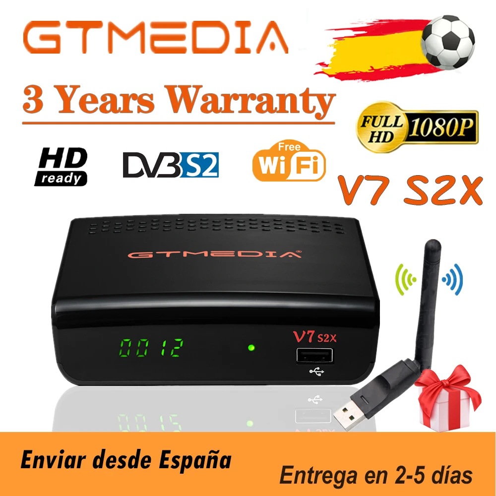 Лучший 1080P freesat v7 s2x спутникового приемника DVB s2 Full HD bulit в WI FI gtmedia v7s2x и USB нет