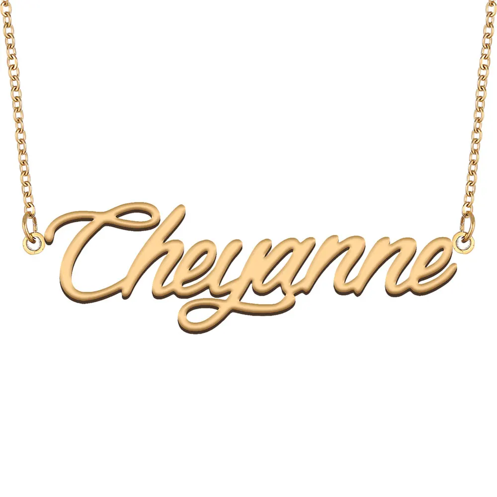

Cheyanne Nameplate Necklace for Women Stainless Steel Jewelry Gold Plated Name Chain Pendant Femme Mothers Girlfriend Gift