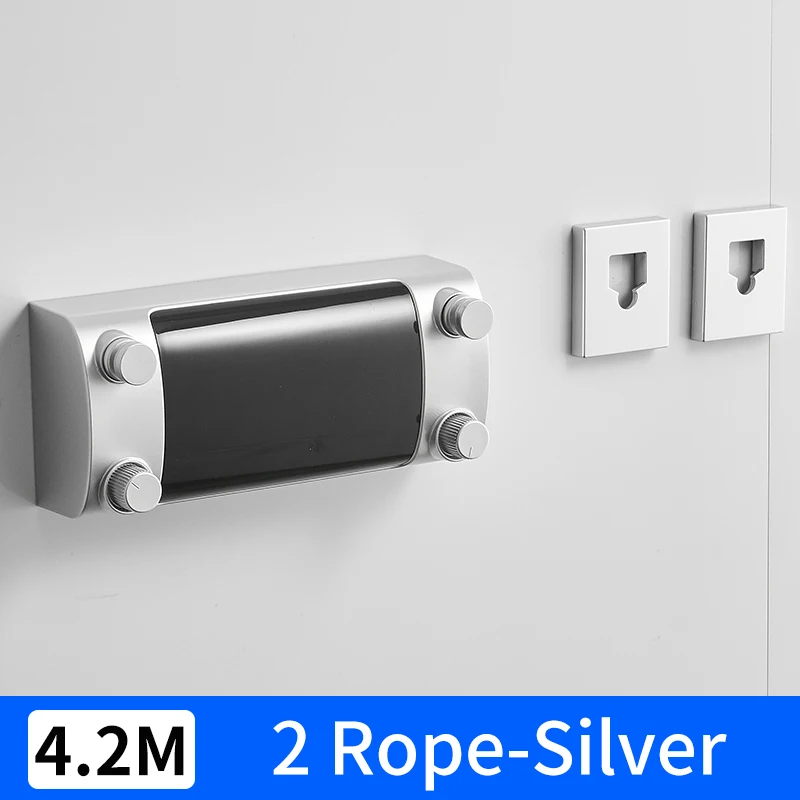 2 Rope-Silver Выдвижная Веревка для белья домашняя уличная сушилка для одежды телескопическая нержавеющая веревка невидимая Одежда сушилка для одежды двойная веревка - Цвет: 2 Rope-Silver