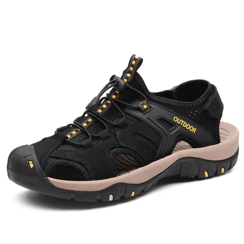 

High quality outdoors Sandals Leather Baotou Beach Sandals Summer new Large size 48 Leisure Cowhide Sandals men's shoes sneaker