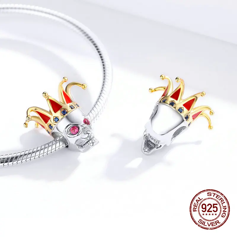 Womak fit браслет Pandora Ожерелье Подвеска 925 стерлинговые серебряные бусины, подвеска с черепом ювелирные изделия изготовление подарок на Хэллоуин