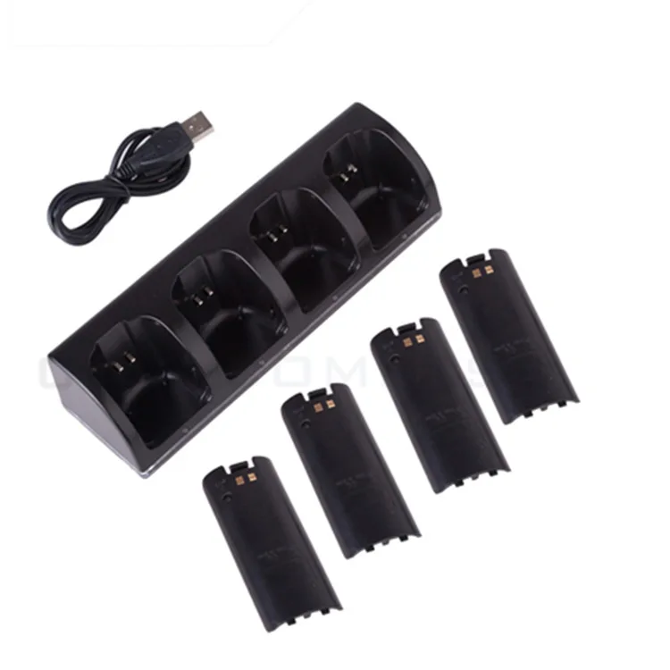 NEW For Wii-Remote Controller N-switch Accessory Profession Wii-Battery Charger Dock Stand + 4 x 2800 mAh Rechargeable Batteries |