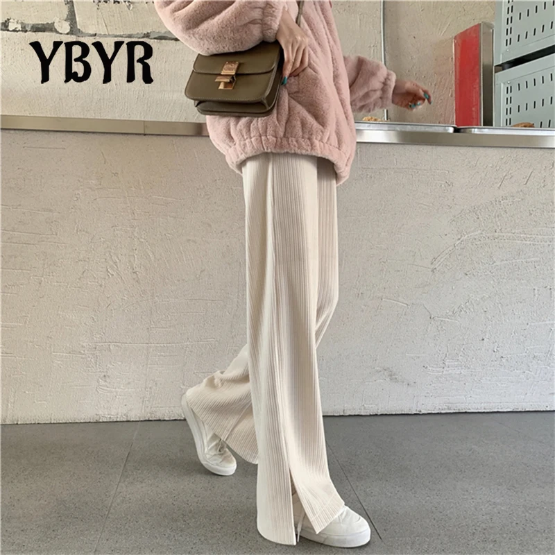 

Женские повседневные брюки YBYR, элегантные винтажные вельветовые брюки в стиле ретро с высокой талией, женские офисные однотонные свободные...