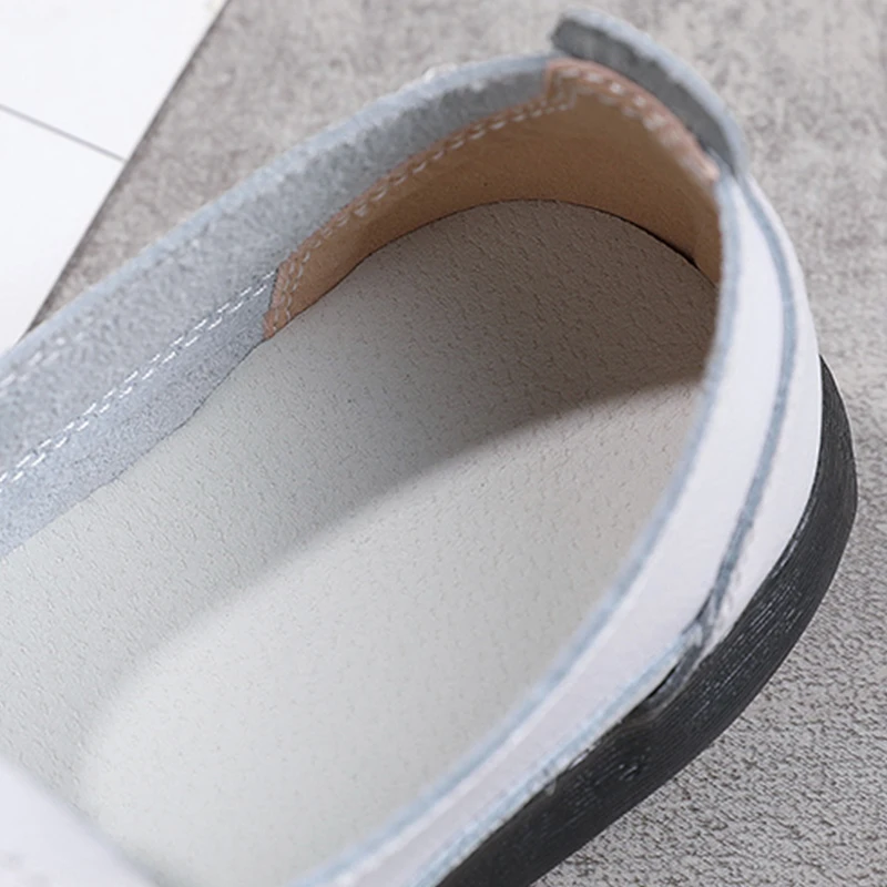 

2021 Women's Spring Hook&Loop Flat Shoes,White,Black Flats Loafers Shallow,Casual,Comfortable Classic,Harajuku,Rubber Flat Shoes