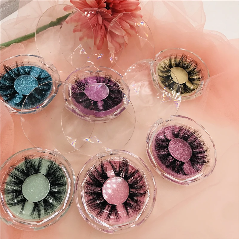 6 пар/лот норковые 5D ресницы на заказ Круг прозрачный пакет популярные 25 мм |