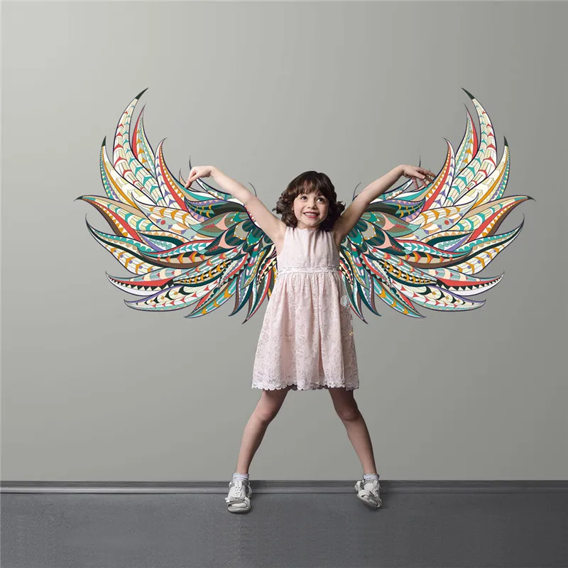 Colorful Angel Wings Design Wall Sticker Home Decor Living Room Art Decal Vinyl Interior Bedroom Decoration Removable Mural | Дом и сад