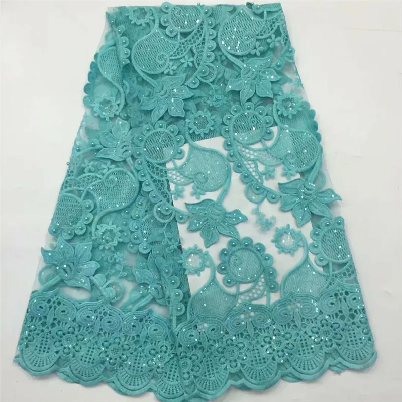 Африканские бусины кружевная ткань с блестками 2019 Зеленый Высокое качество