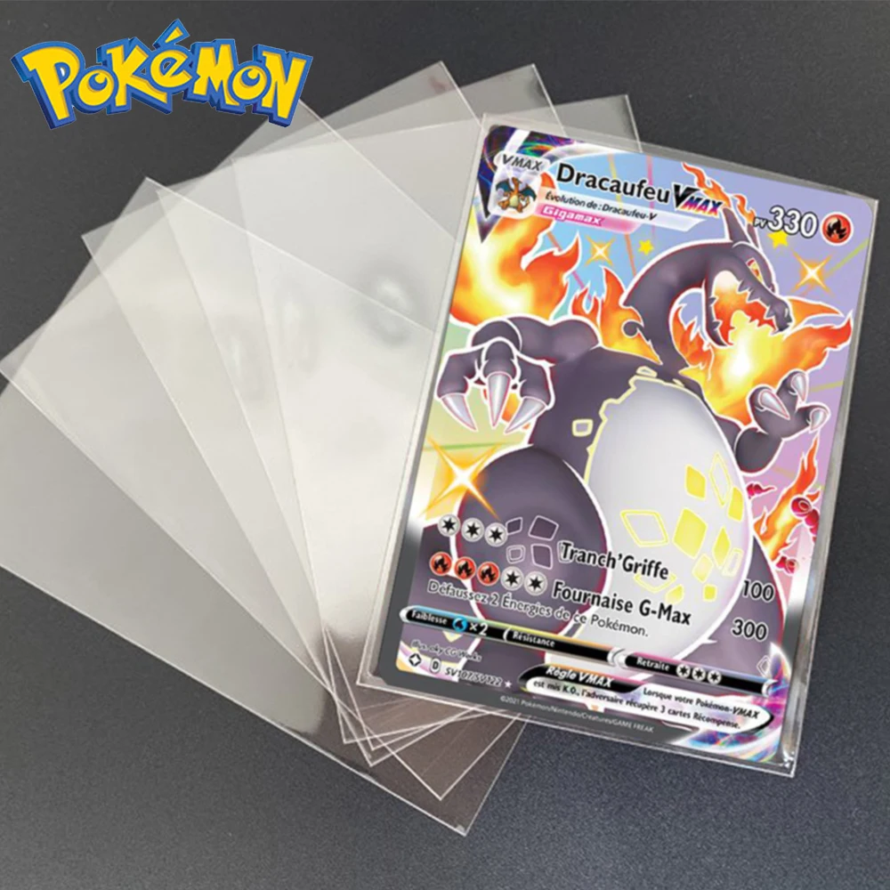 Fundas protectoras de cartas de Pok&eacute;mon para ni&ntilde;os, funda transparente con soporte, carpeta, regalo, 100 unidades-0