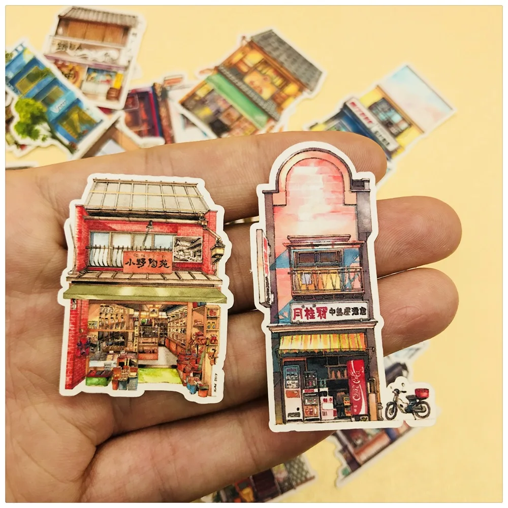 28Pcs/Bag Japanese Style Building Sticker DIY Craft Scrapbooking Album Junk Journal Happy Planner Decorative Stickers | Канцтовары для