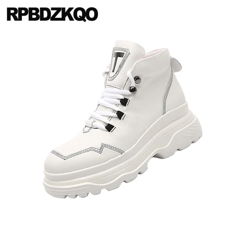 Обувь увеличивающая рост из натуральной кожи Сезон Зима На платформе Белые